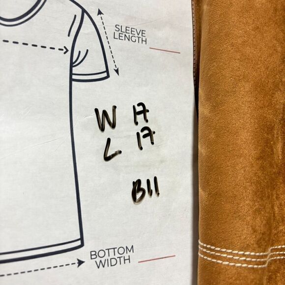 Shyanne Women's Faux Suede Ruffle Skirt Brown Large Solid Button Belt Loops - Picture 9 of 9